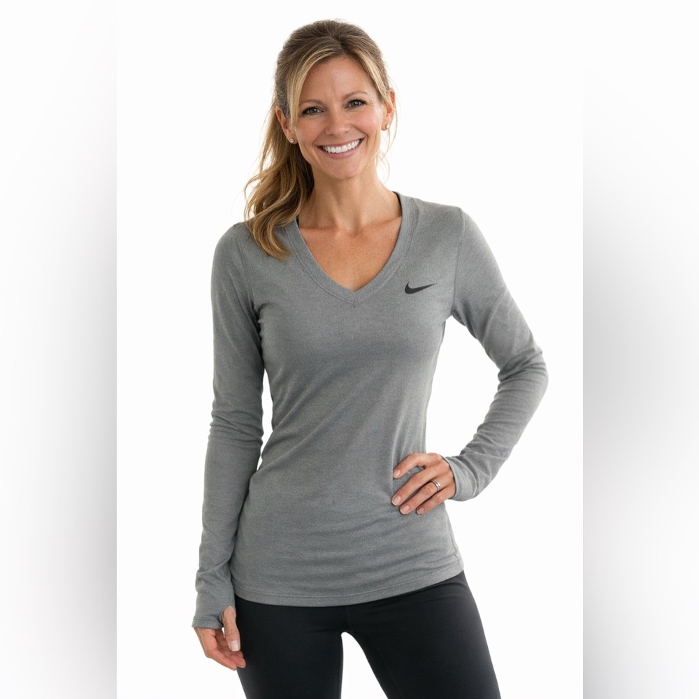 Like New! Nike Pro Dri-Fit V-Neck Long Sleeve Thumb Holes Top